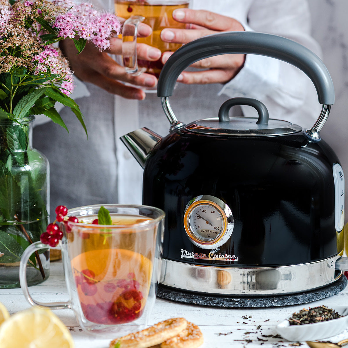 Bouilloire électrique rétro Vintage Cuisine avec thermomètre