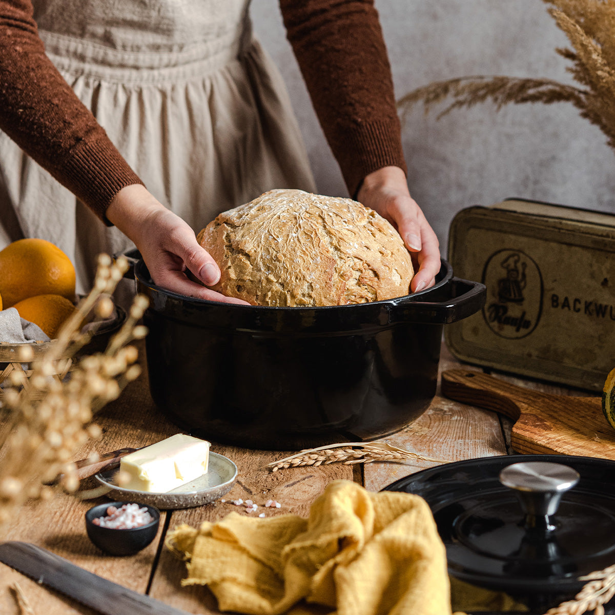 Marmites en fonte émaillée rétro avec couvercle 2,2 l Vintage Cuisine