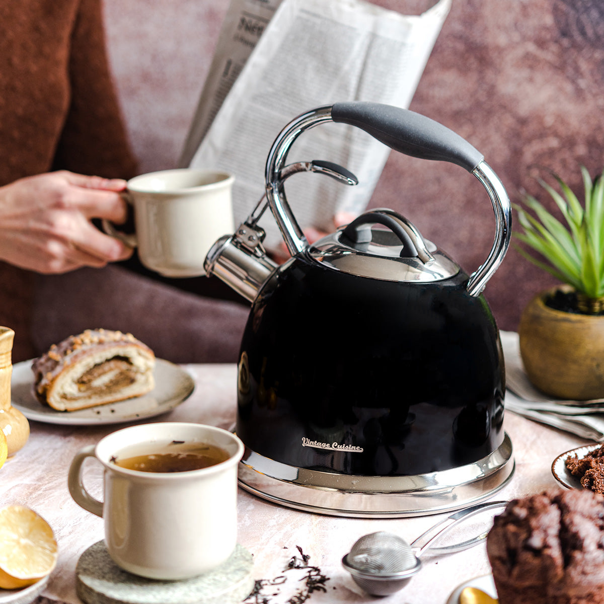 Bouilloire rétro traditionnelle avec un sifflet