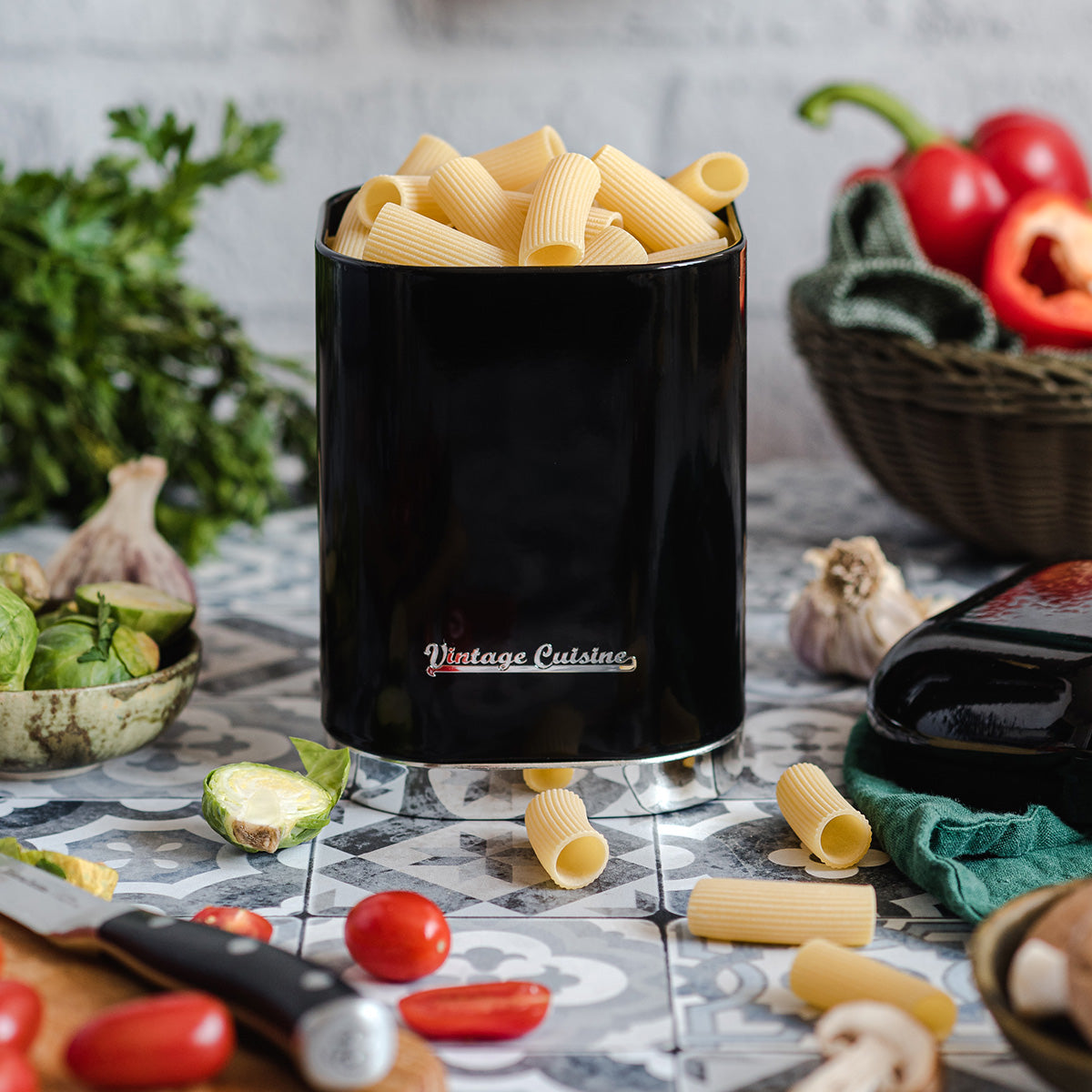 Récipient rétro de cuisine pour produits secs