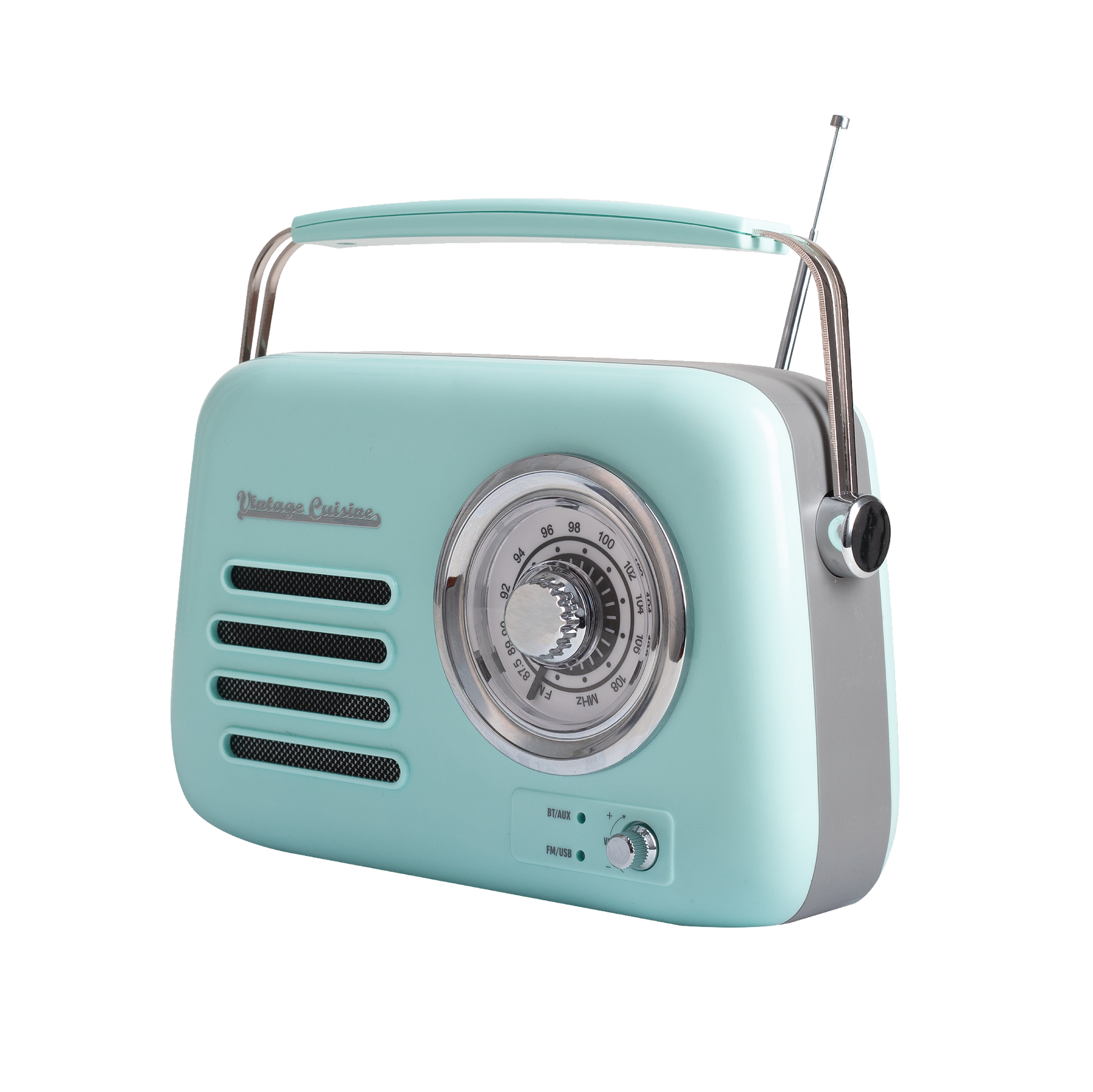 Radio chromée rétro Vintage Cuisine avec haut-parleur Bluetooth 2.0