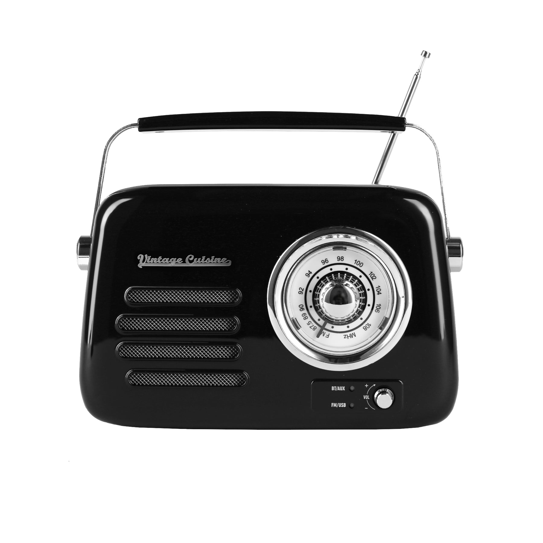 Radio chromée rétro Vintage Cuisine avec haut-parleur Bluetooth 2.0